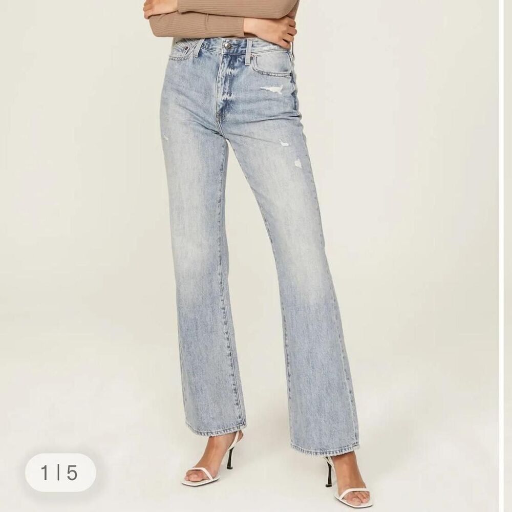 Pistola Stevie High Rise Relaxed Flare Jeans 29 Light Wash Ruthless Wide Leg NWT